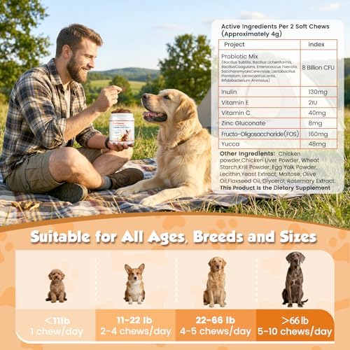 Probiotics for Dogs, for Diarrhea, Gas, Bloating & Itch Relief, 200 PCS