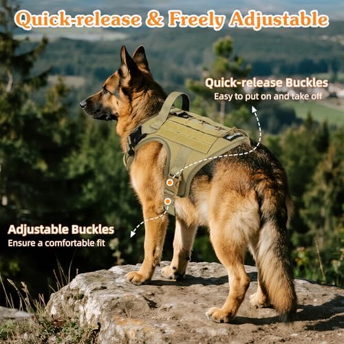 VavoPaw Heavy Duty Tactical Dog Harness for Small Dogs, No Pull Adjustable