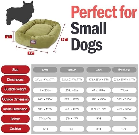 Majestic Pet Micro Velvet Calming Dog Bed, 24 Inch Small, Washable, Apple