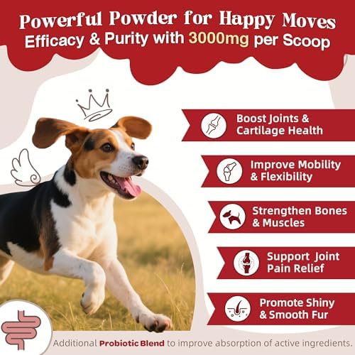 ZEBORA Glucosamine Chondroitin Joint Supplement for Dogs, 270g, 90 Scoops