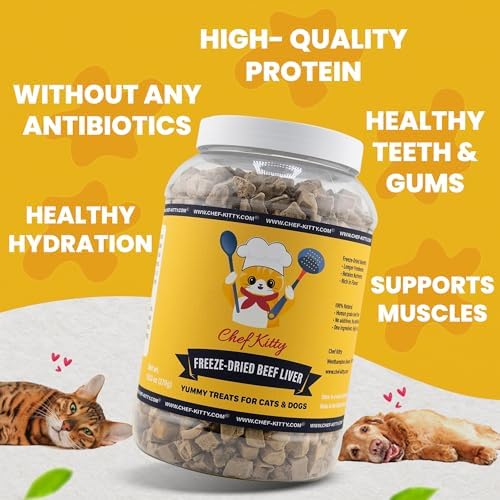 Freeze Dried Beef Liver Dog Treats | Healthy Kitten Treats, Single Ingredient, Raw | High Protein Cat & Dog Food Toppers, Grain-Free | Inspected & Tested in USA | 9.5 oz