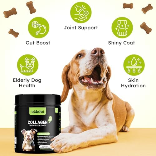 Collagen for Dogs - 150 Chews - Joint, Skin & Coat Supplement with Hyaluronic Acid, Eggshell Membrane & Vitamin C - Daily Hip & Joint Support for Senior Dogs & Puppies - Duck