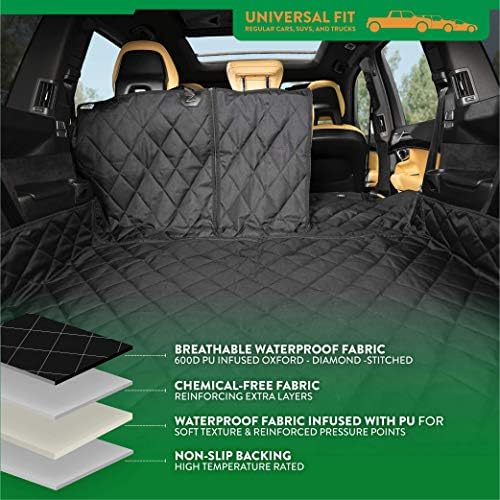 Plush Paws Convertible Cargo Liner - Regular Black, Diamond Stitching
