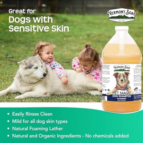 VERMONT SOAP Organic Pet Shampoo, Blueberry Natural Dog Shampoo, 64 oz