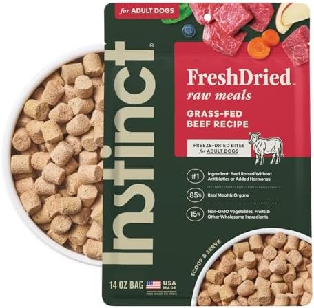 Instinct Freeze Dried Meals, Natural Dog Food, Grass-Fed Beef, 14 oz. Bag