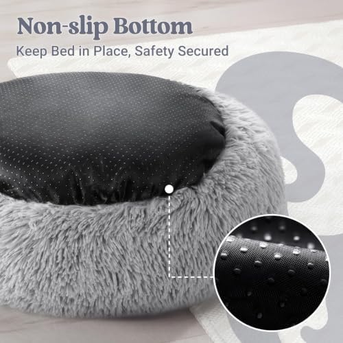 rabbitgoo Calming Cat Beds for Indoor Cats, 23 inches, Light Grey