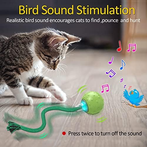 umosis Interactive Cat Toys for Bored Indoor Adult Cats, Automatic Fast Move On Carpet, Bird Chirping & Motion Activated Cat Ball