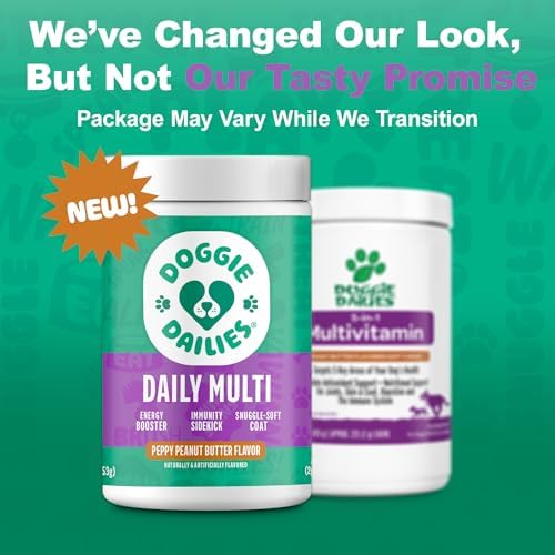 Doggie Dailies 5-in-1 Multivitamin Soft Chews, Peanut Butter, 225 Count | Supports Skin and Coat, Joint Health, Digestion & Immune Function for Dogs, Antioxidant-Rich Daily Supplement