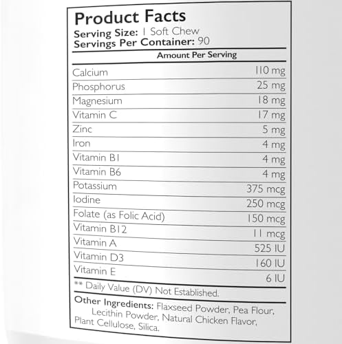 Prenatal Vitamins for Dogs to Support Development of Healthy Puppies, Promote Milk Production, with Folic Acid, Iron, Zinc, Iodine, B Vitamins for Pregnant Dogs, 90 Soft Chews