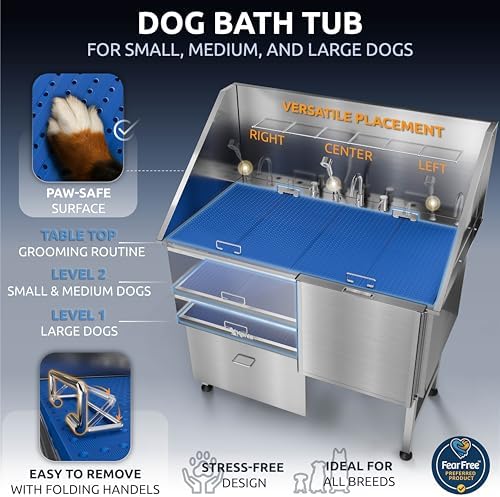 KANIS Professional Dog Washing Station 304 Stainless Steel Pet Wash Sink