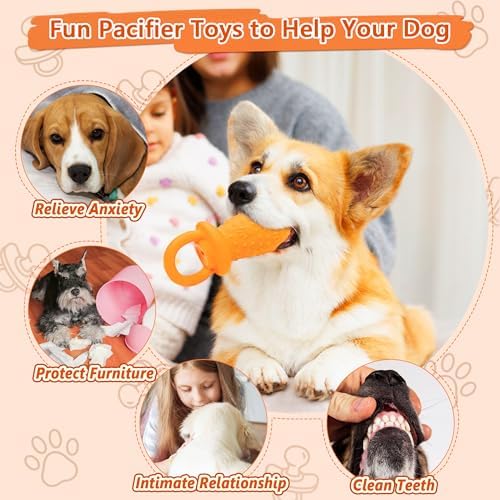 Latex Chew Dog Toys, Novelty Squeaky Pacifier Dog Toys, 5.2" Durable Pacifier Dog Chew Toys for Small and Medium Dogs(Orange,1 Pcs)