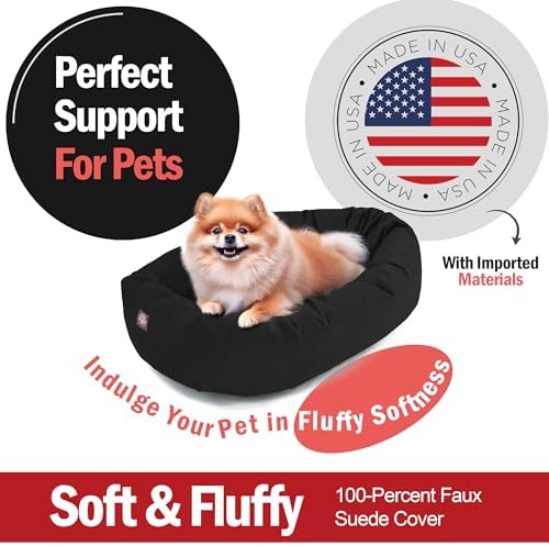 Majestic Pet Suede Calming Dog Bed, 24 Inch Small, Washable, Black