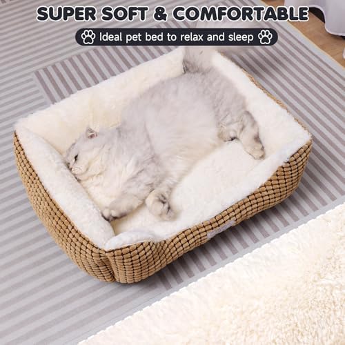 Calming Rectangle Dog & Cat Bed, Small, 20", Coffee