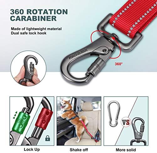 IOKHEIRA Dog Seat Belt 3-in-1 Car Harness - Red