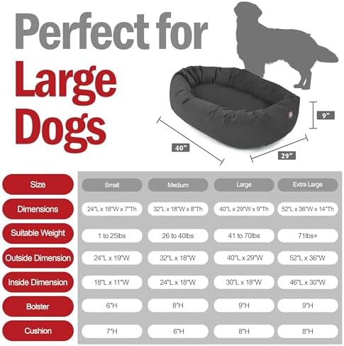 Majestic Pet Suede Calming Dog Bed, 40 Inch Large, Washable, Gray