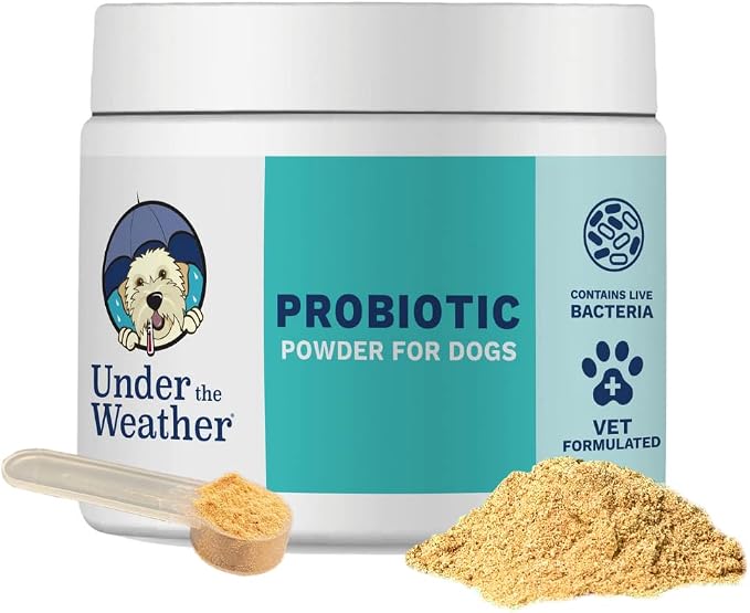 Under The Weather Pet Probiotic Powder for Dogs | Vet Formulated Dog Probiotics Supplement Filled with Good Bacteria | Promotes Healthy Digestion, Appetite, and Strong Immune System| 120 Servings