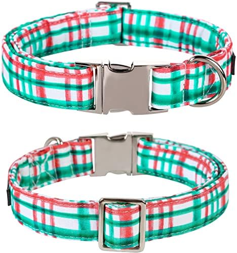 Lionet Paws Christmas Dog Collar with Flower, Dog Flower Collar with Metal Buckle for Dogs and Cats, Adjustable Comfortable Dog Collar Girl Gift, S, Neck 10-16 in