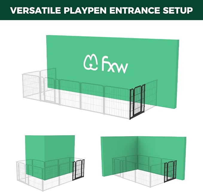 FXW Homeplus Unleashed Dog Playpen Designed for Indoor Use, 1 Add-on Gate, 24" Height for Puppy and Small Dogs, Black │Patented
