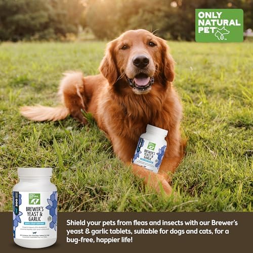 Only Natural Pet Brewer's Yeast & Garlic Chewables - All-Natural Flea & Tick Prevention for Dogs - Fortified with B Vitamins - Promotes Healthy Skin & Coat - 300 Count Tablet (3 Pack)