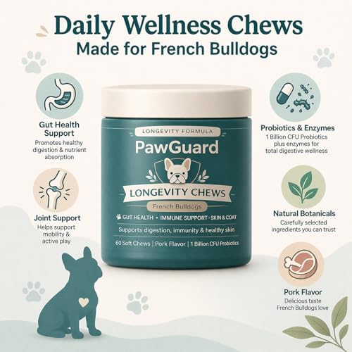PawGuard French Bulldog Soft Chews, Pork Flavor, 60 Count