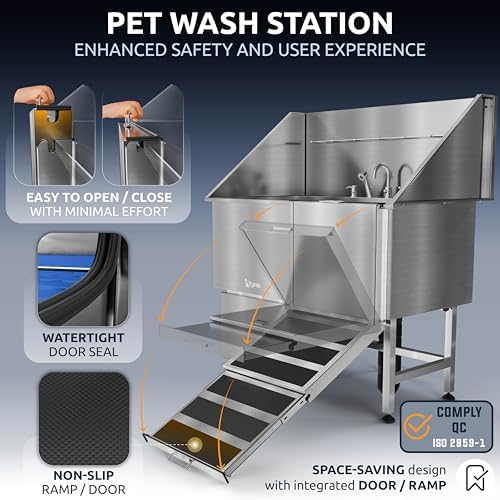 KANIS Professional Dog Washing Station 304 Stainless Steel Pet Wash Sink