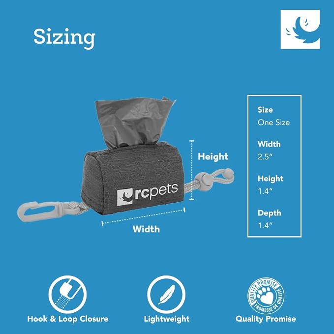 RC Pets P.U.P Bag, Dog Poop Bag Holder with Leash Attachment (Heather Caramel)