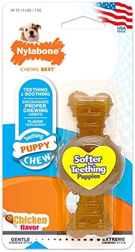 Nylabone Ring Bone Chew Toy for Puppies, Puppy Teething Toys, Puppy Enrichment Toys, Chicken Flavor, X-Small Dogs - Up to 15 lbs, 1 Count (Pack of 2)