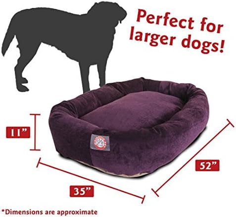 Majestic Pet Villa 52 Inch Shredded Memory Foam Dog Bed for X-Large Sized Dog 52x35x11 Inch–Orthopedic Pet Bed with Removable Washable Cover-Washable X-Large Puppy Mat with Head Support-Aubergine