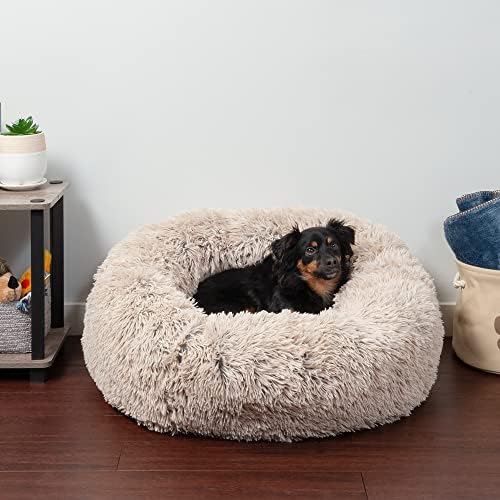 Furhaven Calming Donut Dog Bed, 30", Medium, Taupe