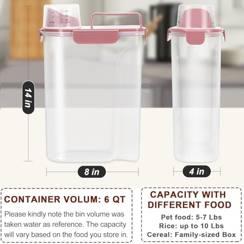 TBMax Portable Dog Food Storage Container 5 to 7 Lbs, 7 Lbs, Dusty Rose