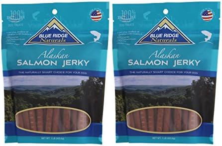 Blue Ridge Naturals 2 Pack of Alaskan Salmon Jerky Wheat-Free Dog Treats, 1 Pound each, Made in the USA