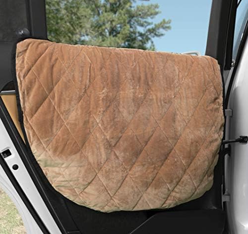 Plush Paws Products Velvet Car Door Protector | Washable & Waterproof Interior Door Cover Car, Truck, & SUV | One Size Fits Most Nonslip, Tear Resistant Door Guard | Set of 2 Desert Sand