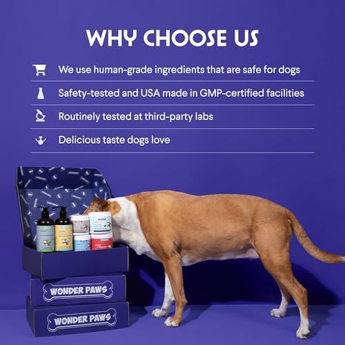 WONDER PAWS Premium Multivitamin for Dogs Daily Multi for Immune, Mood, Joint, Skin, Heart & Digestive Health - 21 in 1 Dog Multivitamins for Optimal Health Essential - 60 Multivitamin Dog Chews