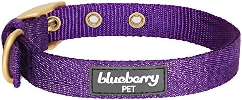 Blueberry Pet The Most Coveted Designer Mixed Metallic Thread Adjustable Dog Collar in Dazzling Tinsel Purple with Metal Buckle, Neck 17-20.5", for Large Breed