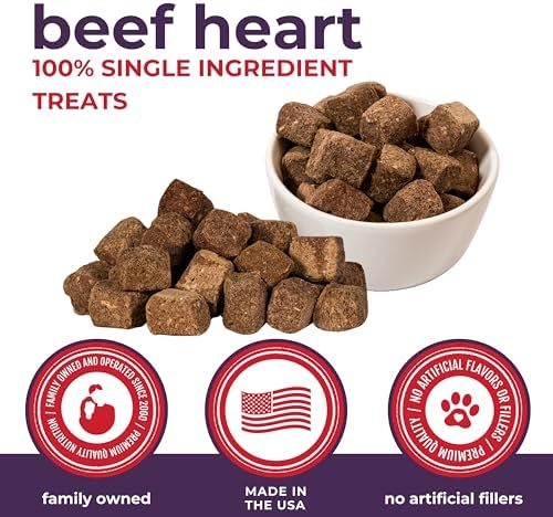 Momentum Carnivore Nutrition Freeze-Dried Beef Heart Dog Treats & Cat Treats – Single-Ingredient, High-Protein, Grain-Free – Made in USA – 3 oz Bag