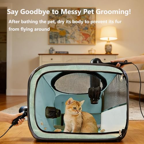 Cat Bath Cage, Lightweight Foldable Cat Dryer Box for Most Scenarios