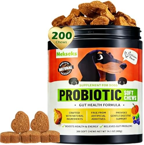 Dog Probiotic Soft Chews Support Gut Health, Diarrhea Gas Relief, 200 Chews | 6 Strains Probiotics, Immunity, Relieves Itchy Skin, Pumpkin, Blueberry, 6 Digestive Enzymes, 4 Prebiotics, Treats