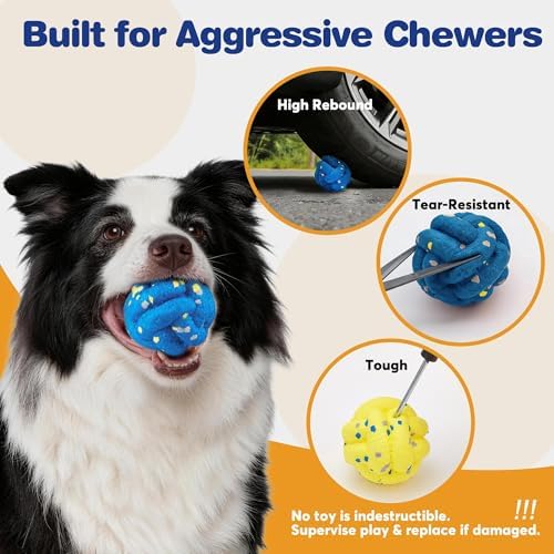 FOFOS Dog Balls for Aggressive Chewers, Floating ETPU, 4-Pack
