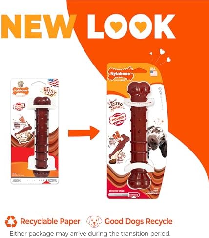Nylabone Power Chew Basted Blast Dog Chew Toy, Bacon & Steak Flavor, Large | Durable dog toys for aggressive chewers, long lasting, discourages destructive chewing, for large dogs up to 50 lbs