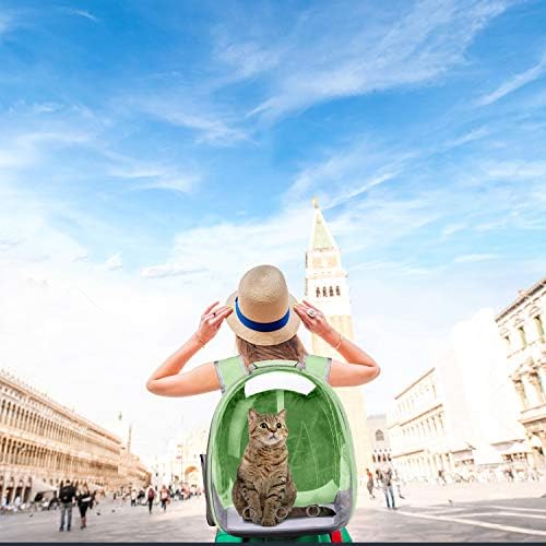 Henkelion Travel Backpack Bubble Carrying Bag, Space Capsule Pet Carrier, Airline Approved, Green