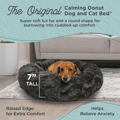 Best Friends by Sheri Original Calming Donut Dog Bed, Mink Dark Gray, 23"
