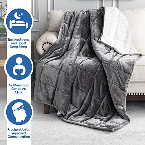 Cottonblue Sherpa Fleece Weighted Blanket for Adults Queen Size 15lbs 60x80
