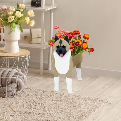 American Akita Dog Planter Pots, Animal Shaped Flower Pot