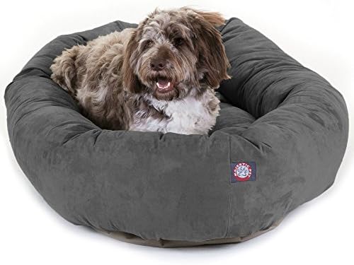 Majestic Pet Suede Calming Dog Bed, 52 Inch X-Large, Round, Washable, Gray
