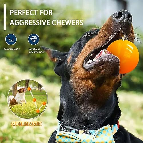 Indestructible Dog Toys, Solid Rubber Balls, Medium & Large Dogs