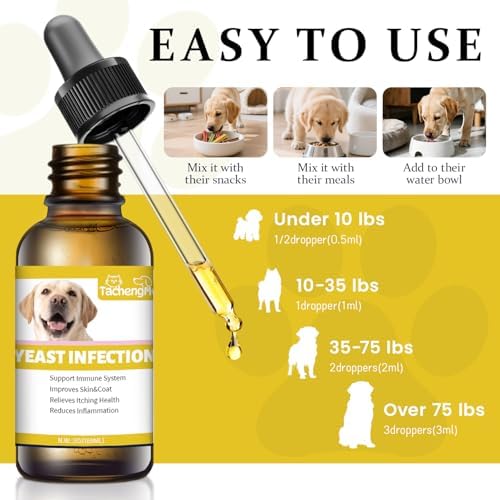 Natural Yeast Infection Treatment for Dogs, Helps to Support Itch Relief, Dog Ear Infection Treatment & Dog Yeast Infection Treatment for Dogs Help Supports Allergy, 60ml 1 Pack