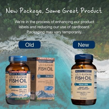 Wiley's Finest Wild Alaskan Fish Oil Peak EPA, 120 Count (Pack of 1)