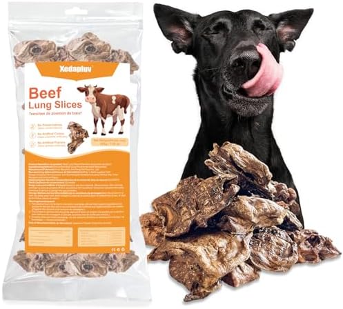 Beef Lung Dog Treats, All-Natural Single Ingredient, Dehydrated & Crispy, High Protein Low Fat Snacks for All Dogs