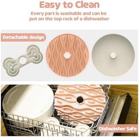 Puzzle Feeder Slow Feeder Dog Bowl for Large Dogs with Non-Slip Base - Adjustable Speed Design, Removable Puzzle Inserts & Dishwasher Safe, Pink