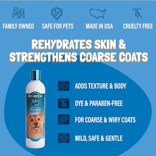 Bio-Groom Wiry Coat Dog Shampoo - Tearless, Bathing Supplies, Puppy Wash, Cat & Dog Grooming Supplies, Cruelty-Free, Made in USA, Texturizing Shampoo - 12 fl oz 1-Pack
